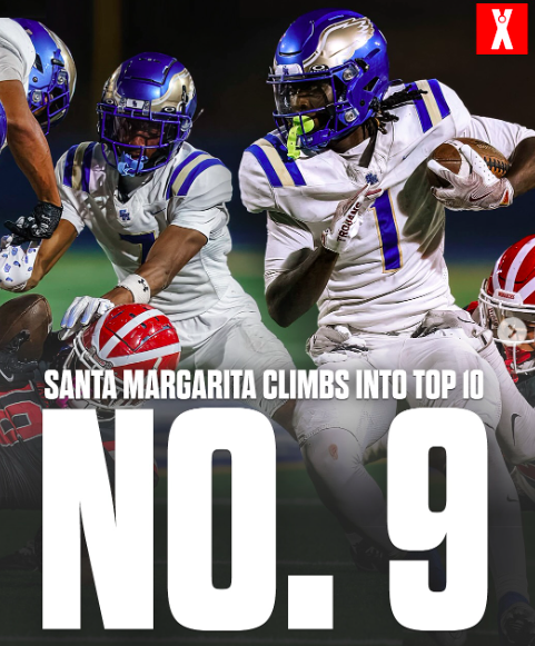 Major move into Top 10 from Santa Margarita (CA), led by HC Carson Palmer after the Eagles handed Mater Dei their first two-loss season since 2015 🏈