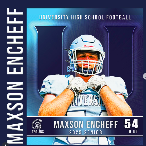 Senior Spotlight: #54 MAXSON ENCHEFF. Right Guard & Defensive End. Max is in his fourth season with UNI Football. He will miss playing ball and making memories with his teammates most. We will miss watching Maxson and his fellow seniors play!