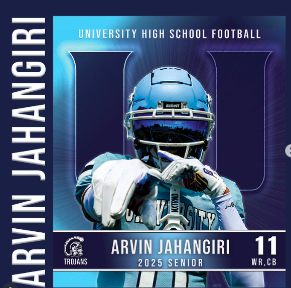 Senior Spotlight: #11 ARVIN JAHANGIRI. Cornerback & Wide Receiver. Arvin is in his fourth season in our football program. He will miss being on the field with his second family working towards a win every week most. Congrats to Arvin and all our seniors f