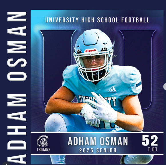 Senior Spotlight: #52 ADHAM OSMAN. Center & Defensive End. This is Adham’s third year in the UNI Football program and he also plays basketball and wrestles. He will miss the bonds made with his teammates throughout the season most. Stay tough Adham!
