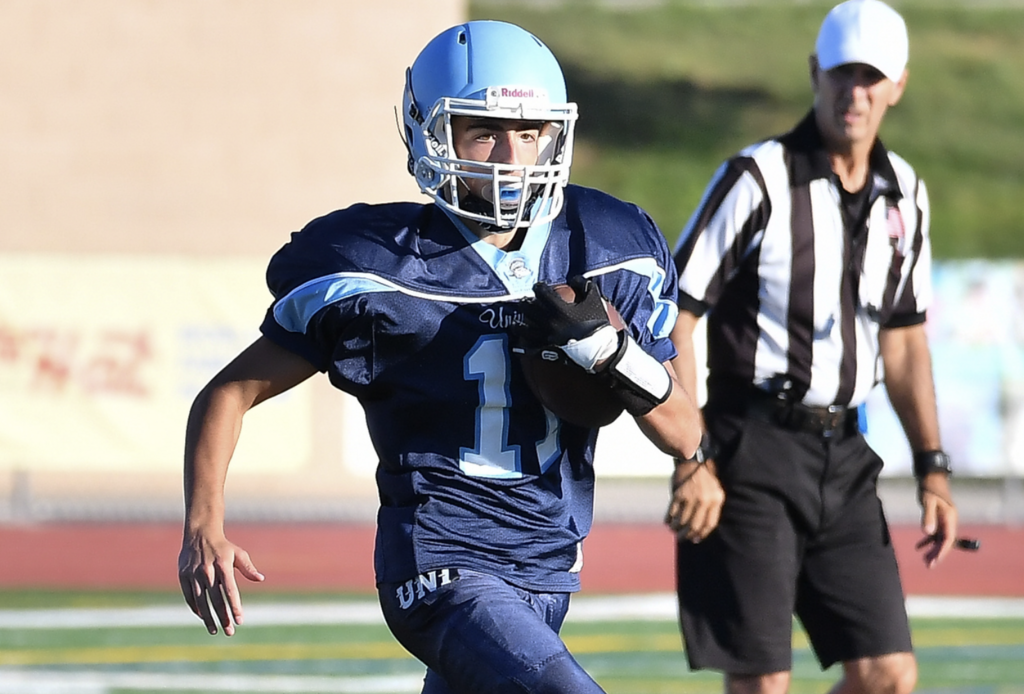 #11 QB Chase Heale helped lead the University Frosh Team to a commanding 30-6 victory over Katella.  We look forward to watching Chase's growth next year for the Trojans.  For more great photos of the season, please visit:   https://unifootballboosters.sm