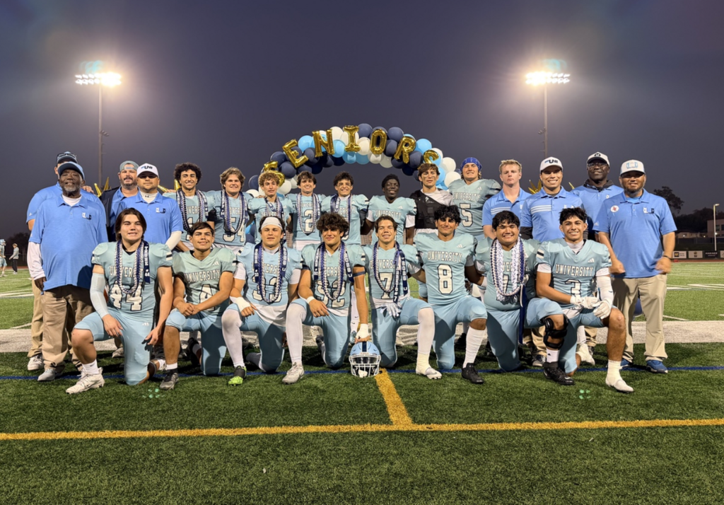 In an emotional farewell night for 16 senior football players as they said goodbye in their final game as a University High Football Player.  Congrats on ending the season tied for 3rd place and winning your last game against Katella High.  For more great