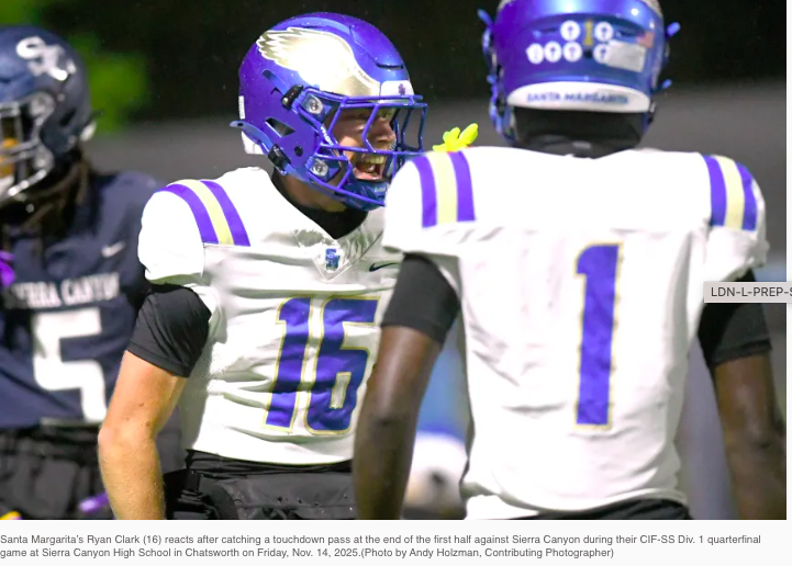 Santa Margarita football prevails over Sierra Canyon in Division 1 defensive battle!

Link to full recap from LA Daily News...
https://www.dailynews.com/2025/11/14/santa-margarita-football-prevails-over-sierra-canyon-in-division-1-defensive-battle/