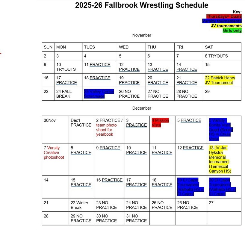 Here is a screen shot of the Nov Dec calendar.