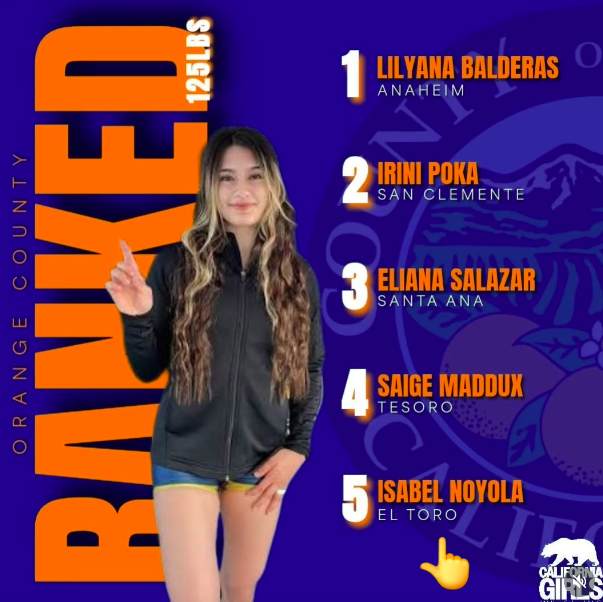 Congrats to Isabel Noyola for being ranked 5th in Orange County. Keep grindin'!