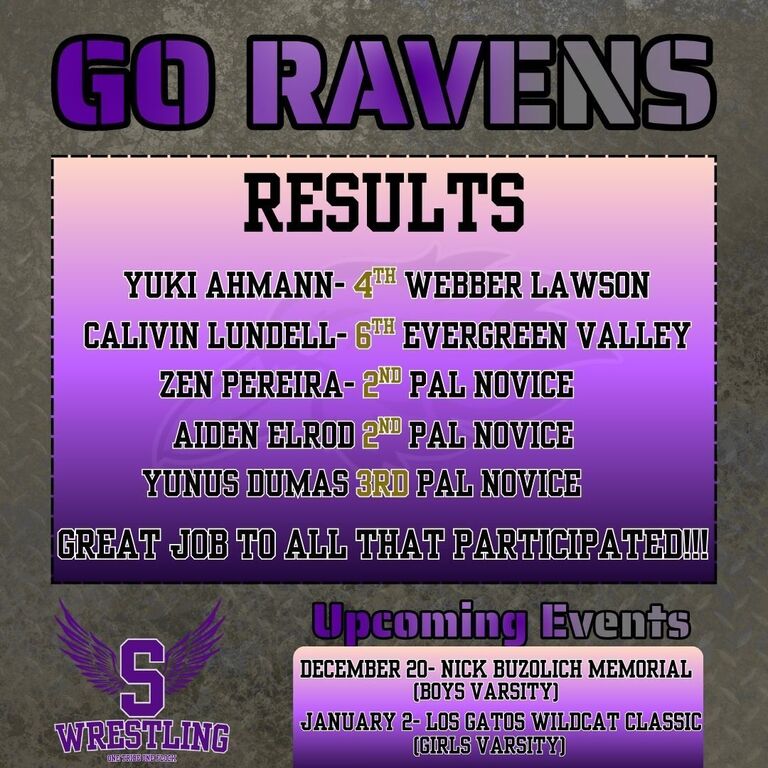 Great weekend of competition for Raven Wrestling! We kicked things off Friday at the Webber Lawson Tournament, where Yuki Ahmann had an outstanding performance, knocking off the 4th seed on his way to a strong finish. On Saturday, our team competed across