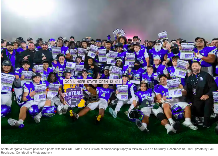 Santa Margarita football rolls De La Salle to win state Open Division title!!
USC signee Trent Mosley delivers another strong game as Santa Margarita claims its first state title since 2011!

Link to full OC Register Article...
https://www.ocregister.com/
