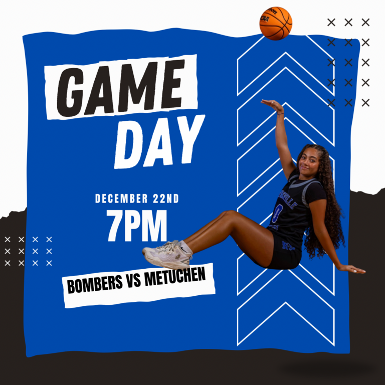 GAME DAY! 🔵⚪️ We will travel to Metuchen to take on the Bulldogs tonight at 7! Let’s go Bombers! 🏀