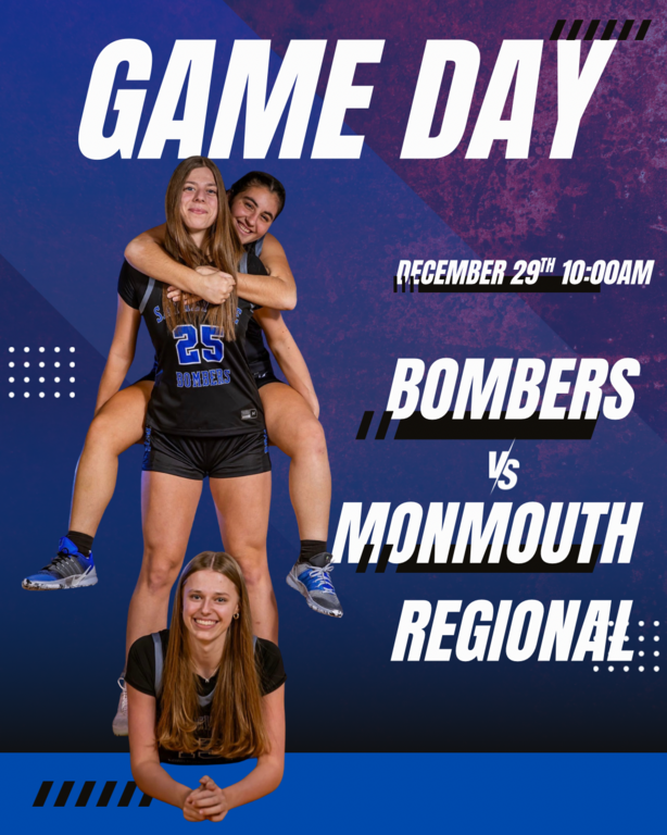 GAME DAY! 🔵⚪️ We will host Monmouth Regional at 10 to conclude our holiday tournament. Let’s go Bombers!