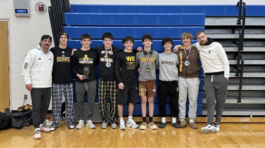 Congratulations to Adams team and wrestlers who placed at DCC Invitational on 1/3/26:
126 - JD Quinlan 4th
165 - Dom beccari 2nd
175 - Will Anderson 6th
215 - Max Vostryakov 5th

Adam’s team - 8th out of over 31 teams