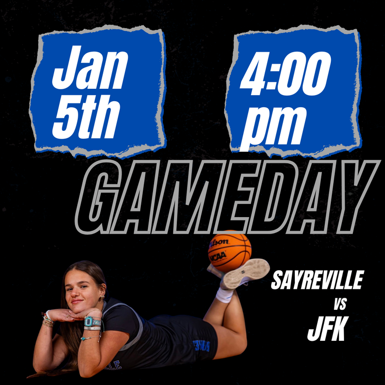 GAME DAY! 🔵⚪️ We will host the Mustangs of JFK this afternoon at 4. Let’s keep rolling, go Bombers! 🏀