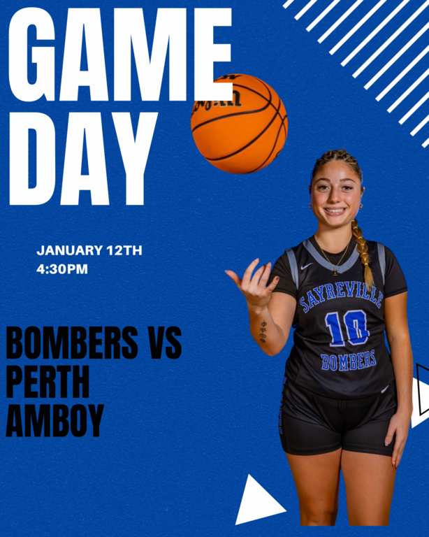 GAME DAY! 🔵⚪️ We will host the Panthers of Perth Amboy this afternoon at 4:30 to begin the second half of our season. Let’s keep rolling, go Bombers! 🏀