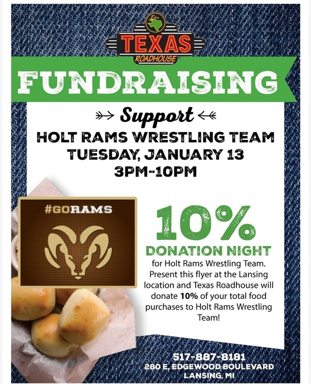 Head to Texas Roadhouse to support Holt Wrestling tonight!