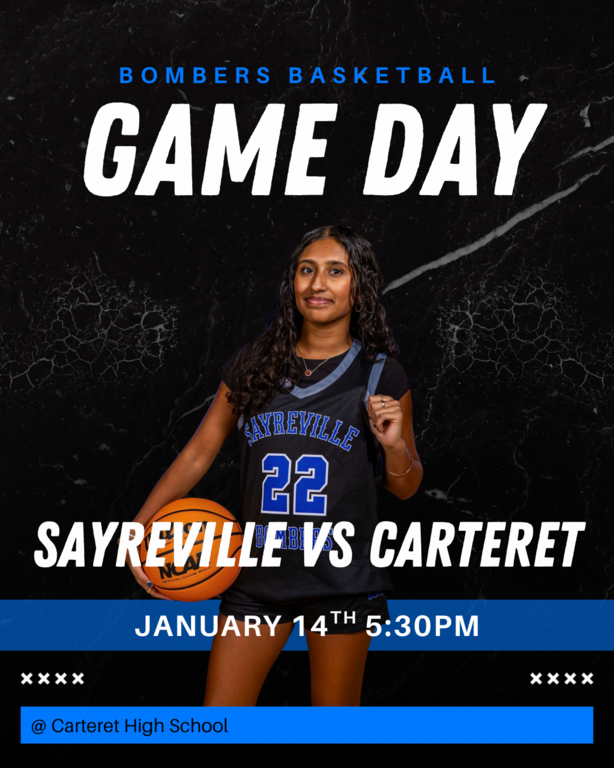 GAME DAY! 🔵⚪️ We will travel to Carteret to take on the Ramblers tonight at 5:30 in a huge division matchup! Let’s go Bombers! 🏀
