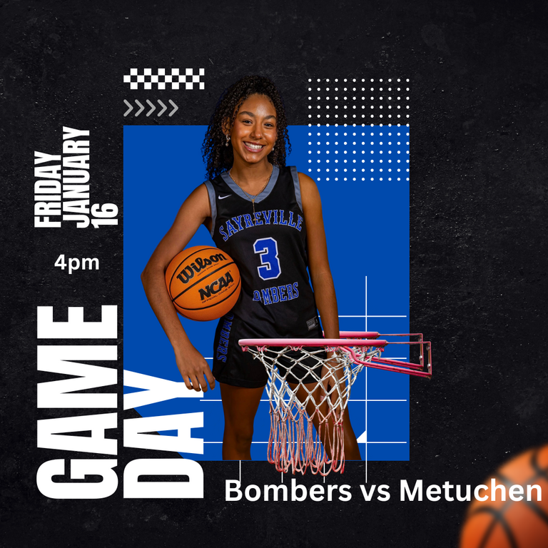 GAME DAY! 🔵⚪️ We will host the Bulldogs of Metuchen this afternoon at 4. Let’s go Bombers! 🏀
