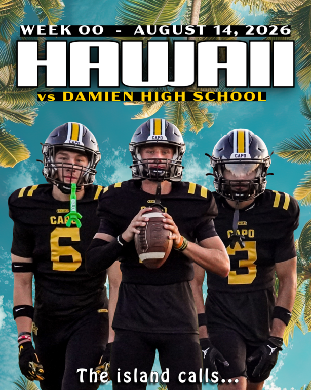 Aloha, we’re back. 🌴🏈

Two years later, the island calls again. Capo Football is heading back to Hawaii to kick off the 2026 season against Damien High School. Different year, same mission. 🤙⚡️

🐯🌴#WeAreCV