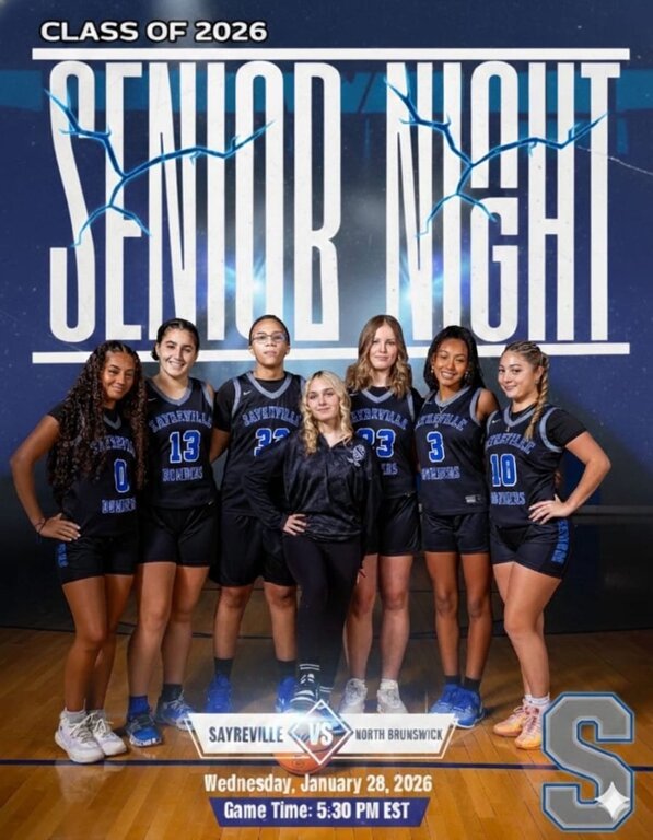 SENIOR NIGHT! 🔵⚪️ We will honor our amazing seniors as we host North Brunswick tonight at 5:30! Come support these amazing girls, go Bombers! 🏀