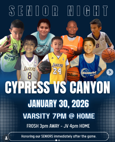 One Last Time!
SENIOR NIGHT is this Friday 1/30 at HOME vs Canyon!