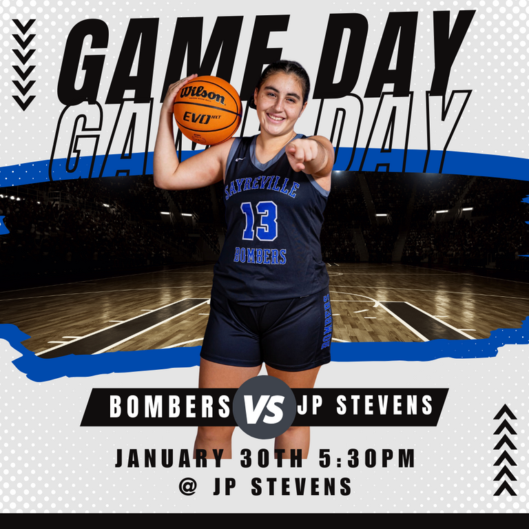 FINALLY GAME DAY! We will travel to JP Stevens to take on the Hawks this evening at 5:30! Let’s go Bombers 🏀