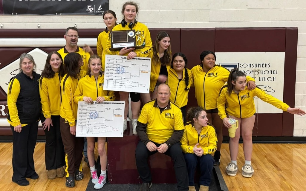 Congrats to the Holt Rams Lady Wrestlers, who took on all teams in the CAAC--Blue, Red, and White--and outpaced them all to win the CAAC CHAMPIONSHIP!! 

Placing for the Lady Rams: 
Molly-Lynn Root - CHAMPION
Madison Williams - CHAMPION
Shealynn Campbell 