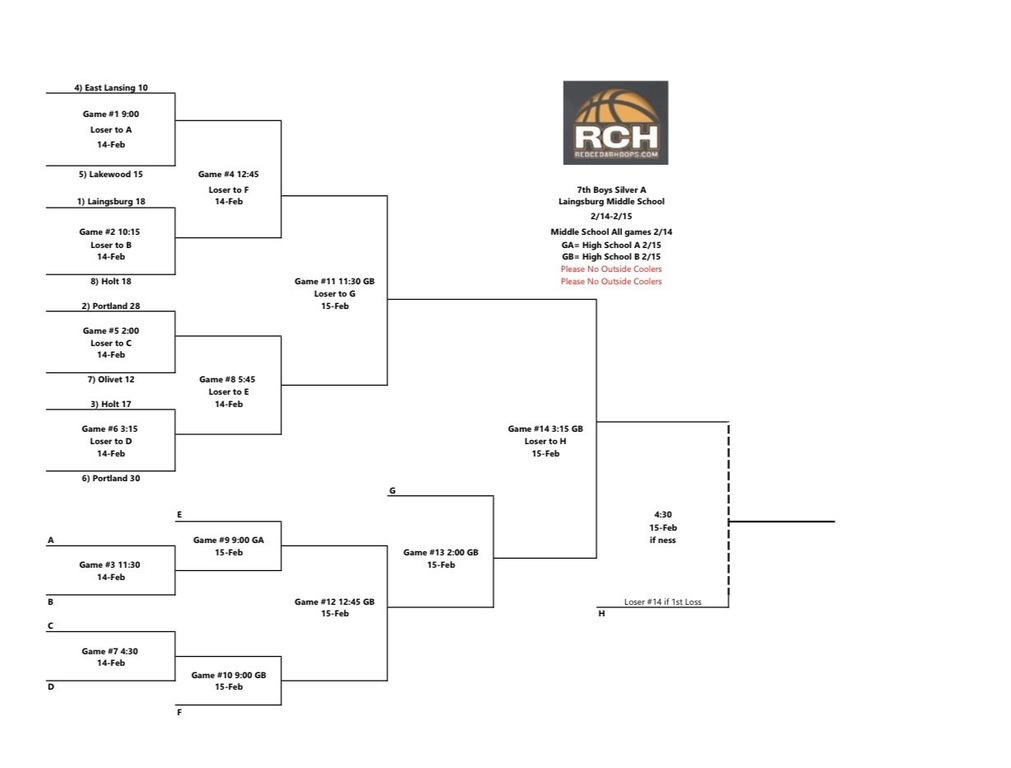Our bracket is posted!  Get ready for a fun weekend everyone!