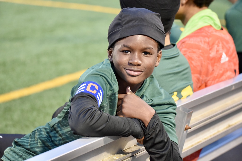 VANDEN SOCCER # 1 SIR CHARLES , LITTLE BIG MAN ON THE FIELD PROUD OF HIS ARMBAND.