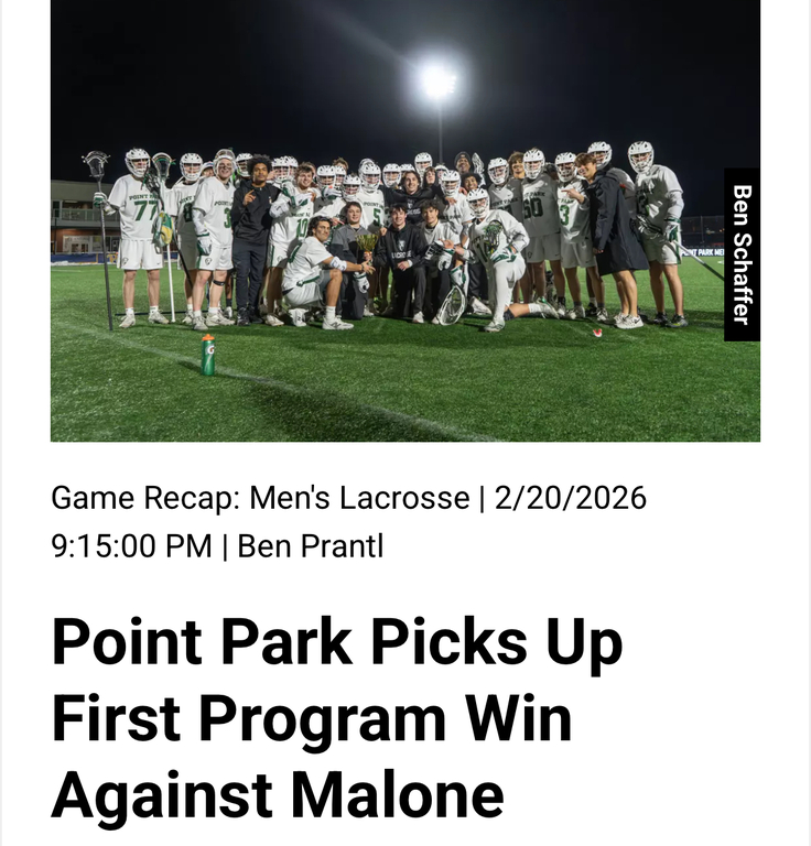 https://pointparksports.com/news/2026/2/20/mens-lacrosse-point-park-picks-up-first-program-win-against-malone.aspx