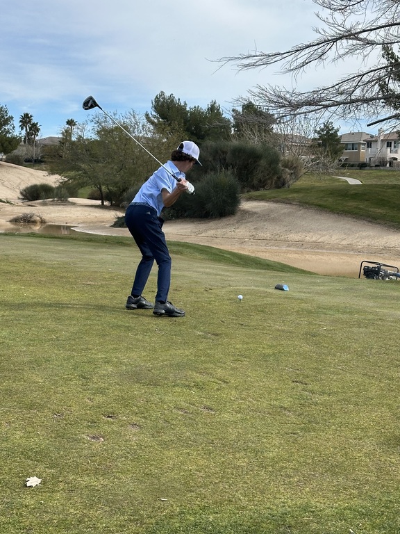 Dallas with his tee shot on hole 3 at Rancho Vista