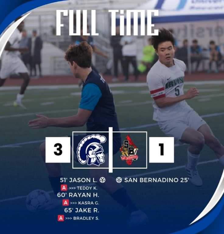 Uni Boys Soccer defeated San Bernardino in game 2 of CIF! Goals scored by Junior Jason L. and Seniors Rayan H. and Jake R.

The Trojans are moving onto to CIF Quarter Finals, Round 3 of the playoffs. 

Varsity W 3-1