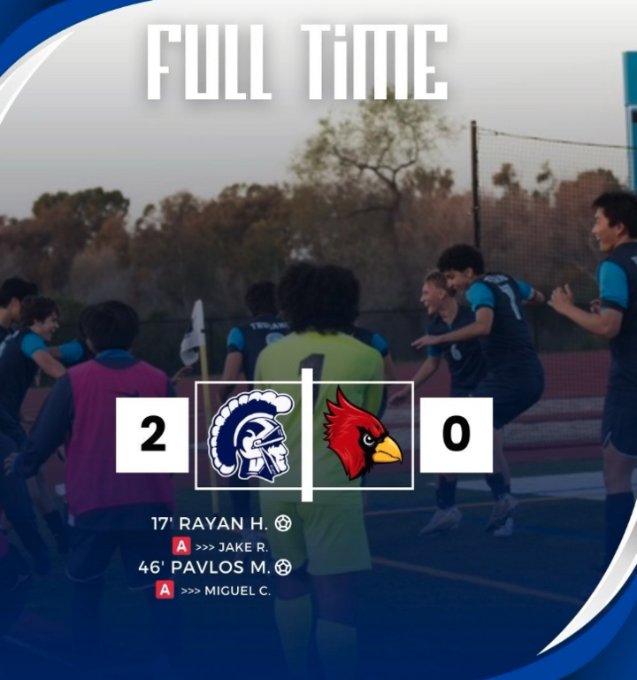 Uni Boys Soccer defeated Santa Paula in game 3 of CIF! Goals scored Seniors Rayan H. and Pavlos M.

The Trojans move onto to CIF Semi Finals, Round 4 of the playoffs. 

Varsity W 2-0