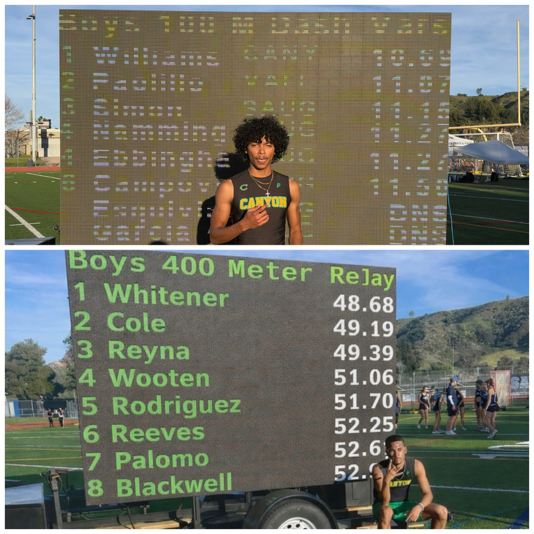 After today’s League meet vs Valencia and Saugus. Our boys and girls team starts the season 2-0!! Special recognition goes to 2 athletes that ran of their minds!! Caleb Williams ran a 10.69 in the 100 meters. He just missed our school record by a few hund