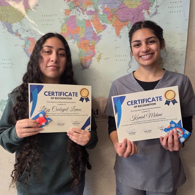 We don’t just play softball!! Our character matters not just on the field, but in the classroom, in our community and in our households.  One of our own -Komal Mehmi-(and another EHS student pictured here) was  nominated for the California Scholarship Fed