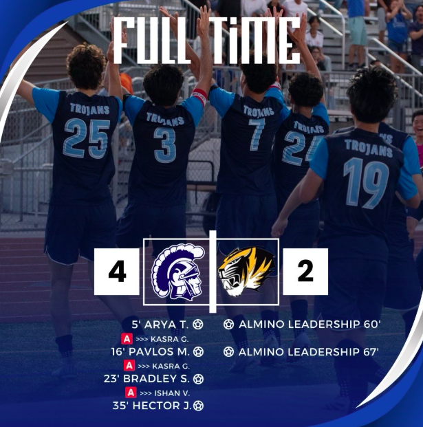 Uni Boys Soccer defeated Animo Leadership on Tuesday in the CIF Regional Round 1. Goals scored by Juniors Arya T and Hector J and Seniors Bradley S. and Pavlos M.

The Trojans move onto to CIF regionals Round 2 where they play this Thursday, 5:00 PM, at H