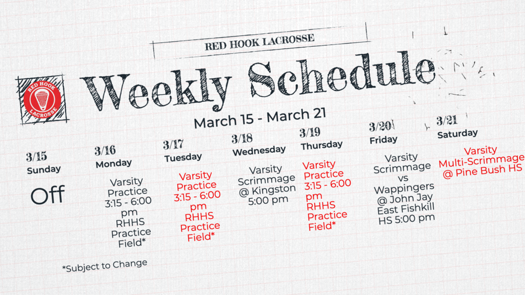 This Week's Schedule...