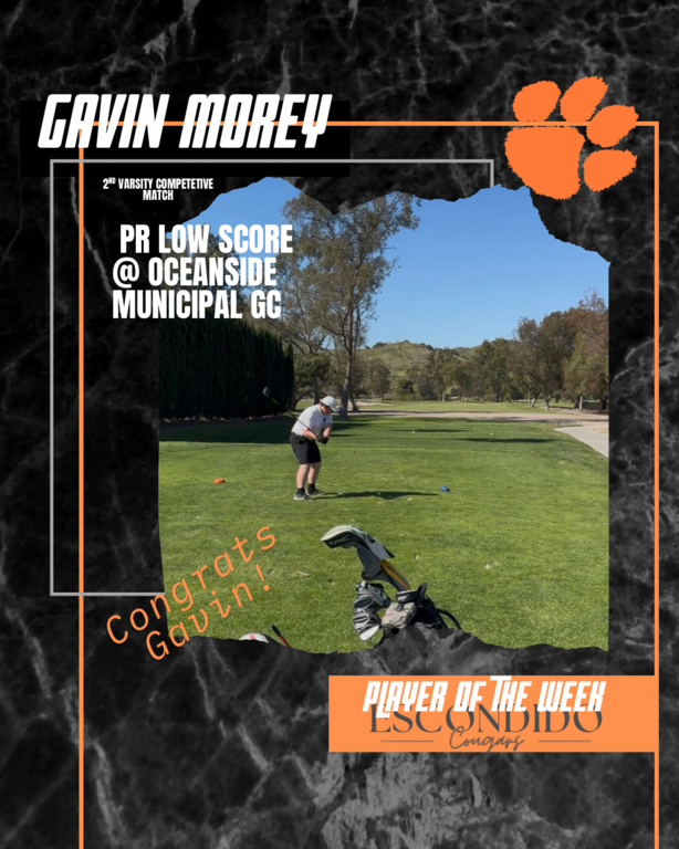 Congratulations to Sophomore Gavin Morey the EHS Cougar Golf Varsity Player of the Week🐾⛳️