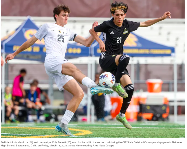 University boys soccer wins state Division IV title in dramatic fashion.
University gives up two goals in the final five minutes but then holds off Del Mar to secure the championship.

Link to full OC Register article....https://www.ocregister.com/2026/03