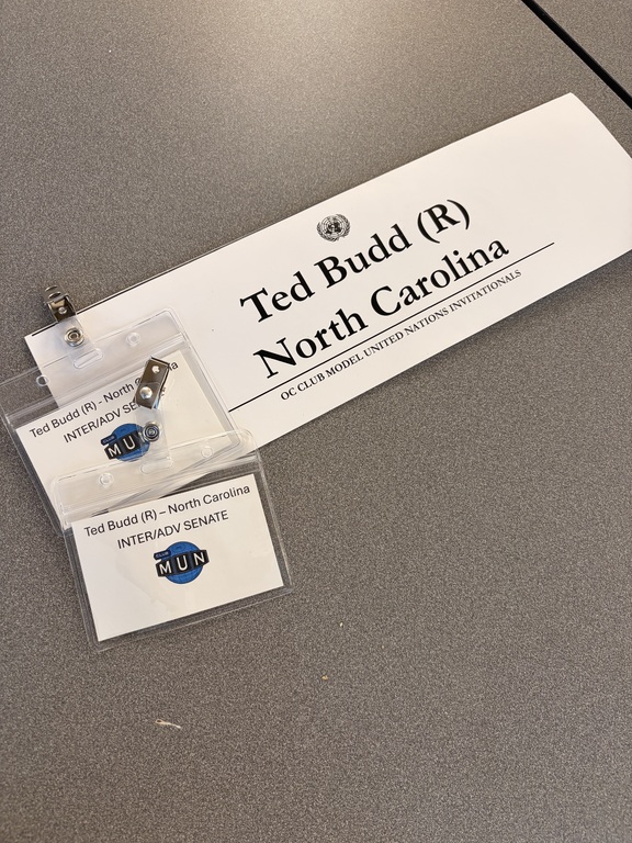 Representing Ted Budd at US Senate at OCMUN! 💪