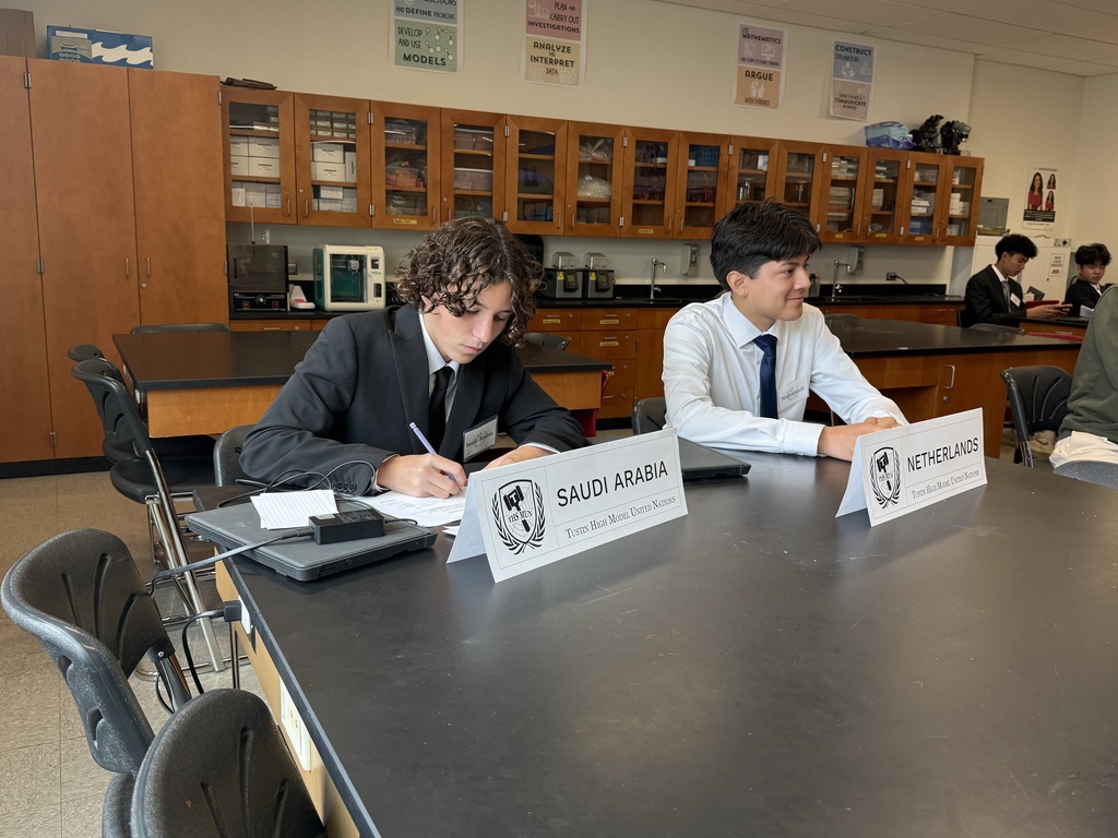 Working hard at a committee at Tustin High School