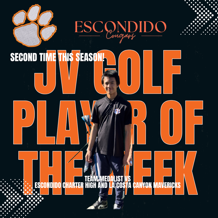 Congratulations to Kai Seo, Cougar Golf JV Player of the Week!🐾⛳️