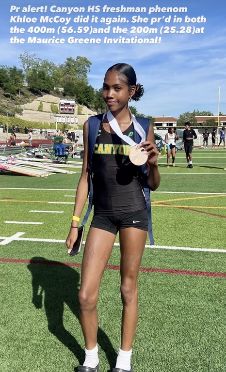 Congratulations to Khloe McCoy as she had 2 very impressive PR’s in the 400 and 200!! She is only getting started!!