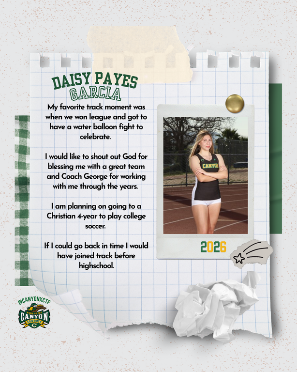 Looking forward in recognizing our Seniors tomorrow at our last home meet of the season. Thank You Seniors for your loyalty and dedication to our program. We truly appreciate you in representing our Canyon Track and Field name. Looking forward to your fut
