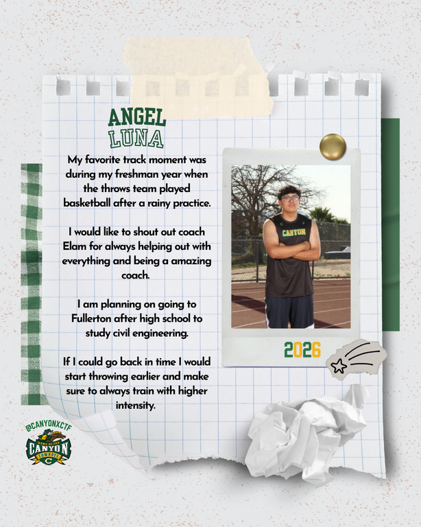 Looking forward in recognizing our Seniors tomorrow at our last home meet of the season. Thank You Seniors for your loyalty and dedication to our program. We truly appreciate you in representing our Canyon Track and Field name. Looking forward to your fut