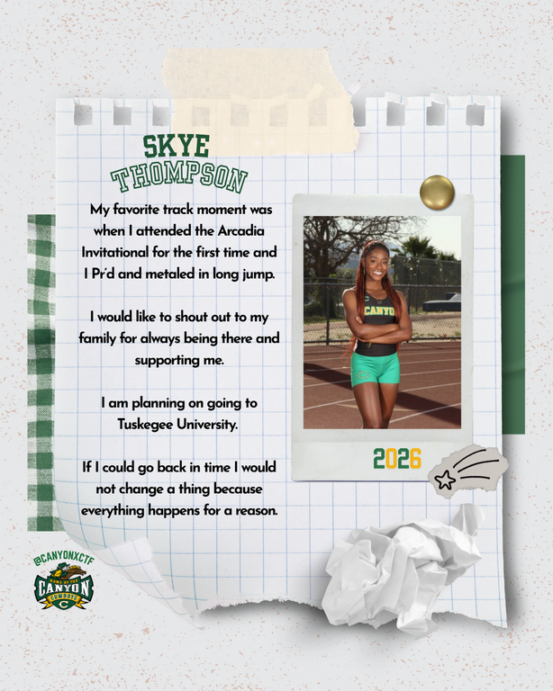 Looking forward in recognizing our Seniors tomorrow at our last home meet of the season. Thank You Seniors for your loyalty and dedication to our program. We truly appreciate you in representing our Canyon Track and Field name. Looking forward to your fut