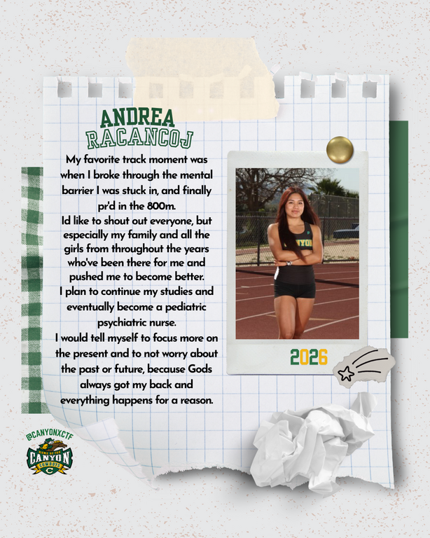 Looking forward in recognizing our Seniors tomorrow at our last home meet of the season. Thank You Seniors for your loyalty and dedication to our program. We truly appreciate you in representing our Canyon Track and Field name. Looking forward to your fut