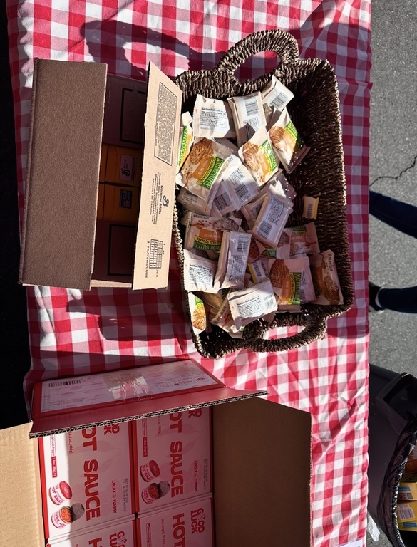 Helping at our schools food drive for our capstone project