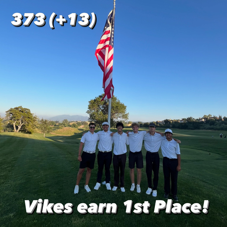 The Vikes shot 373 (+13) at The Oaks Club for Foothill League #2. This is the lowest team score at The Oaks Club for any team in the SCV in recent history! Congrats boys!