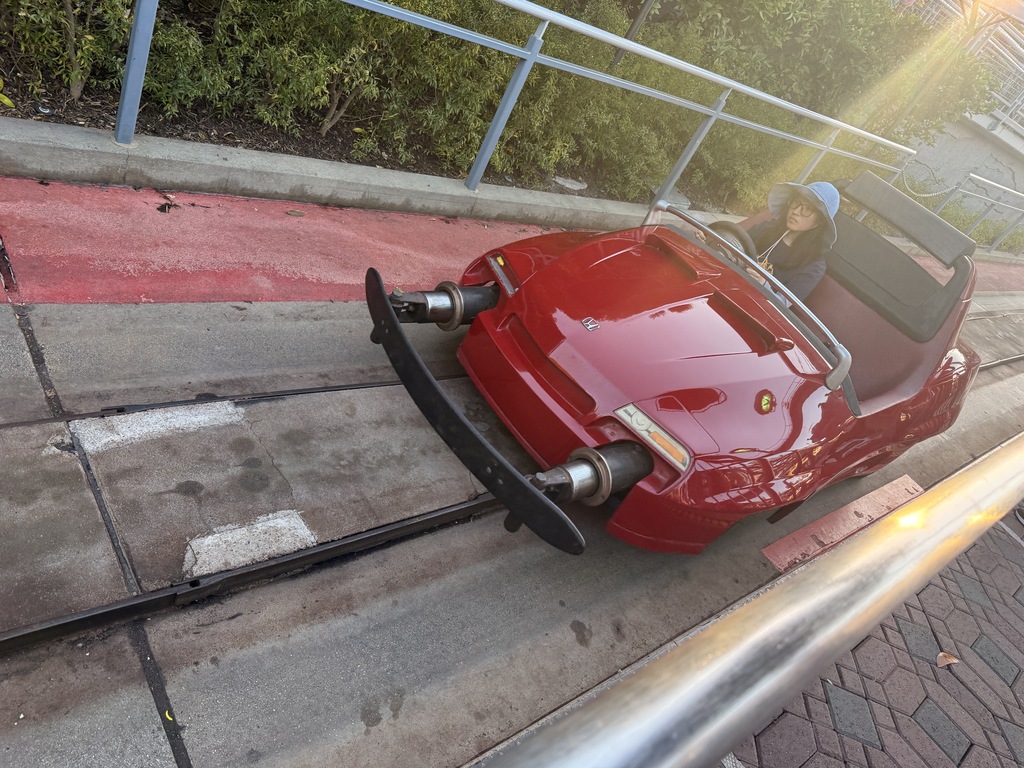 Linda driving at Disney