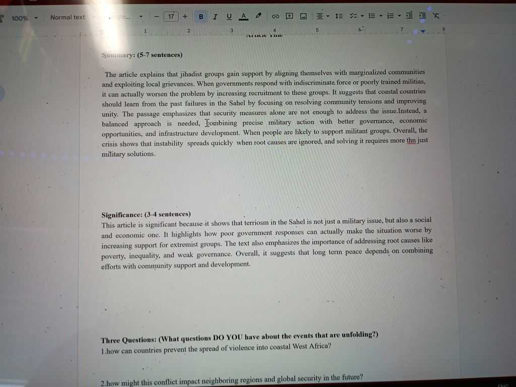 Working on my terrorism assignment