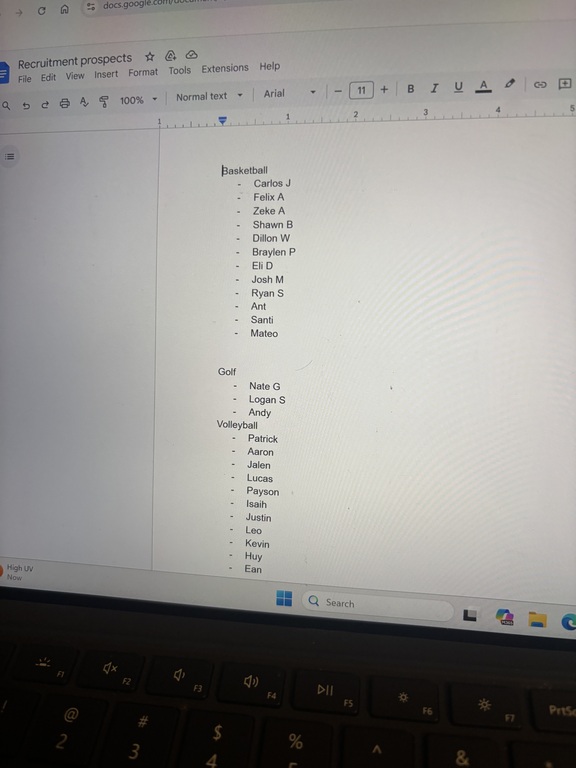 Working on recruits for capestone
