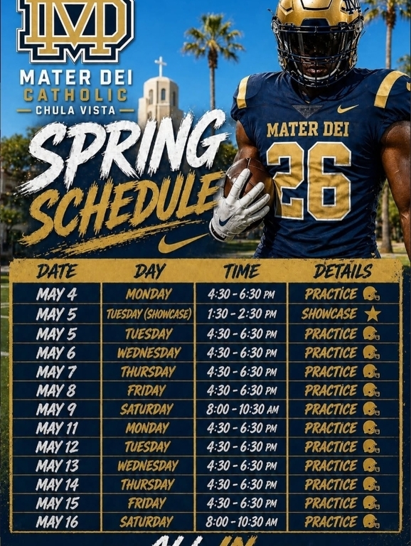 Spring Practice Schedule